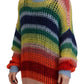 Dsquared² Multicolor Knitted Mohair Crewneck Pullover Sweater