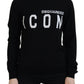 Dsquared² Black Virgin Wool Logo Print Long Sleeves Sweater