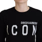 Dsquared² Black Virgin Wool Logo Print Long Sleeves Sweater