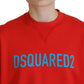 Dsquared² Red Cotton Printed Crew Neck Long Sleeve Sweater