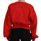 Dsquared² Red Logo Print Women Crew Neck Long Sleeve Sweater