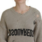 Dsquared² Beige Cotton Knitted Crewneck Pullover Sweater