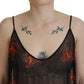 Dsquared² Black Floral Print Spaghetti Strap Tank Blouse Top