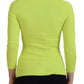 Dsquared² Yellow Green Viscose Open Shoulder Long Sleeves Top