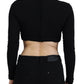 Dsquared² Black Cut Out Viscose Cropped Long Sleeves Top