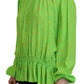 Dsquared² Green Stars Print Viscose Long Sleeves Blouse Top