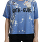 Dsquared² Blue Goth Gurl Print Black Lace Cotton Tee T-shirt