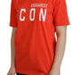 Dsquared² Orange Cotton Shiny Icon East Tee Crewneck T-shirt