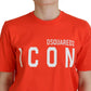 Dsquared² Orange Cotton Shiny Icon East Tee Crewneck T-shirt