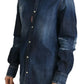 Dsquared² Blue Washed Cotton Button Down Collared Denim Top