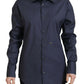 Dsquared² Navy Blue Cotton Button Down Collared Shirt Top