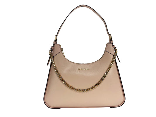 Michael Kors Wilma Large Smooth Leather Chain Shoulder Bag Purse Powder Blush