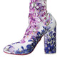 Dolce & Gabbana White Floral Jersey Stretch Boots Shoes