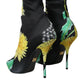 Dolce & Gabbana Black Floral Jersey Stretch Ankle Boots Shoes