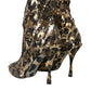 Dolce & Gabbana Gold Leopard Sequins Heels Boots Shoes