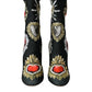 Dolce & Gabbana Black Stretch Socks Red Hearts Booties Shoes