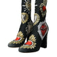 Dolce & Gabbana Black Stretch Socks Red Hearts Booties Shoes