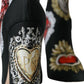 Dolce & Gabbana Black Stretch Socks Red Hearts Booties Shoes