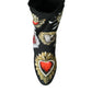 Dolce & Gabbana Black Stretch Socks Red Hearts Booties Shoes