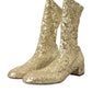 Dolce & Gabbana Gold Sequined Short Boots Stretch Shoes