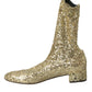 Dolce & Gabbana Gold Sequined Short Boots Stretch Shoes