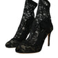 Dolce & Gabbana Black Stretch Taormina Lace Boots Shoes