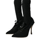 Dolce & Gabbana Black Stiletto Heels Mid Calf Boots Shoes