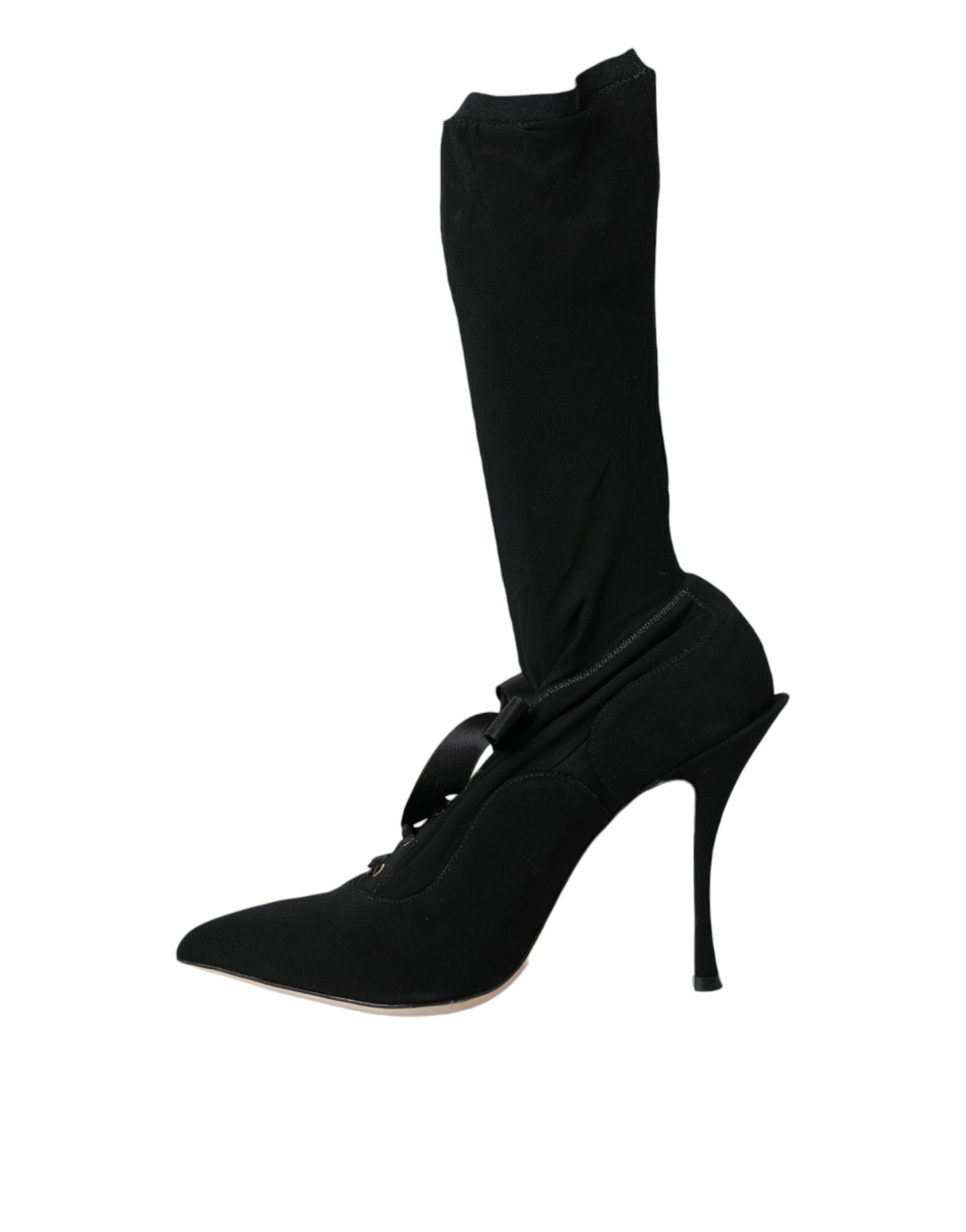 Dolce & Gabbana Black Stiletto Heels Mid Calf Boots Shoes