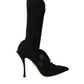 Dolce & Gabbana Black Stiletto Heels Mid Calf Boots Shoes