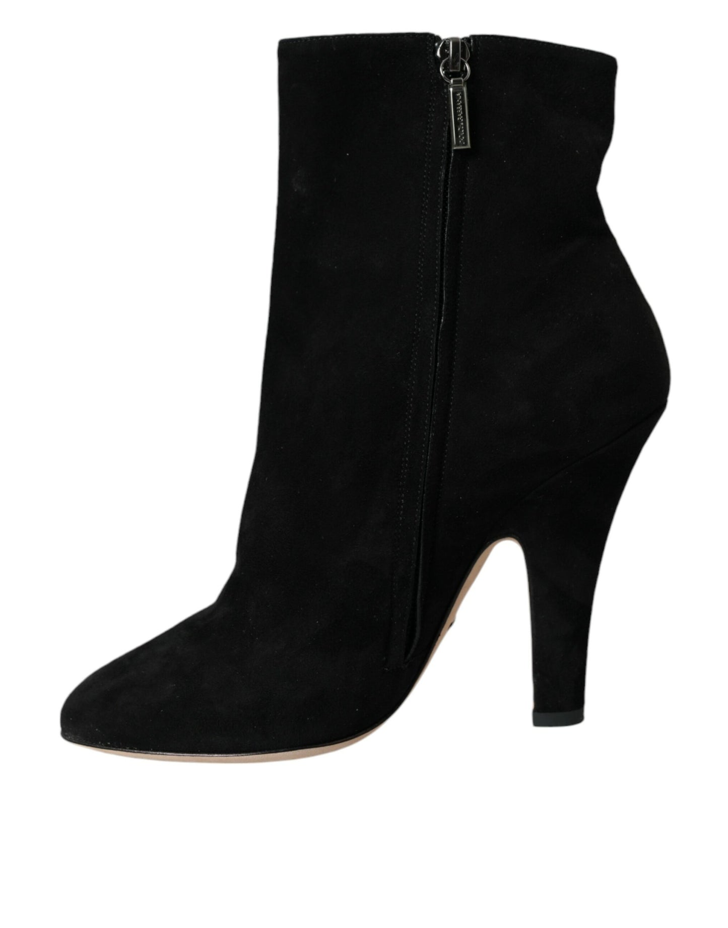 Dolce & Gabbana Black Suede Leather Ankle Heels Boots Shoes