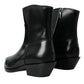 Dolce & Gabbana Black Leather Mid Calf Flats Boots Shoes