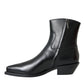 Dolce & Gabbana Black Leather Mid Calf Flats Boots Shoes