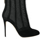 Dolce & Gabbana Black Mesh Stiletto Heels Ankle Boots Shoes