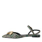 Dolce & Gabbana Multicolor Jacquard Crystal Slingback Sandals Shoes