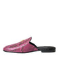 Dolce & Gabbana Fuchsia Python Logo Mule Flat Sandals Shoes