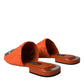 Dolce & Gabbana Orange Sequin Logo Slides Sandals Shoes