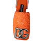 Dolce & Gabbana Orange Sequin Logo Slides Sandals Shoes