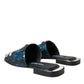 Dolce & Gabbana Blue Sequin Logo Slides Sandals Shoes