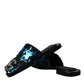 Dolce & Gabbana Blue Sequin Logo Slides Sandals Shoes