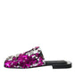 Dolce & Gabbana Fuchsia Sequin Logo Slides Sandals Shoes