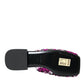 Dolce & Gabbana Fuchsia Sequin Logo Slides Sandals Shoes