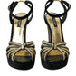 Dolce & Gabbana Black Gold Embellished Heels Sandals Shoes