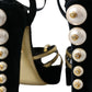 Dolce & Gabbana Black Gold Embellished Heels Sandals Shoes