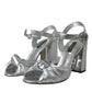 Dolce & Gabbana Silver Lambskin Leather Heels Sandals Shoes