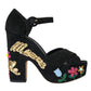 Dolce & Gabbana Black Suede Ankle Strap Heels Sandals Shoes