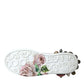 Dolce & Gabbana White Leather Crystal Roses Floral Sneakers Shoes