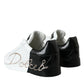 Dolce & Gabbana White Black Portofino Low Top Leather Sneakers Shoes