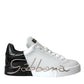 Dolce & Gabbana White Black Portofino Low Top Leather Sneakers Shoes