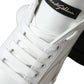 Dolce & Gabbana White Black Portofino Low Top Leather Sneakers Shoes