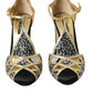 Dolce & Gabbana Black Suede Gold Embellished Heels Pump Shoes